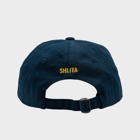 Navy blue cap with 'SHLITA' embroidered on the back against a light gray background