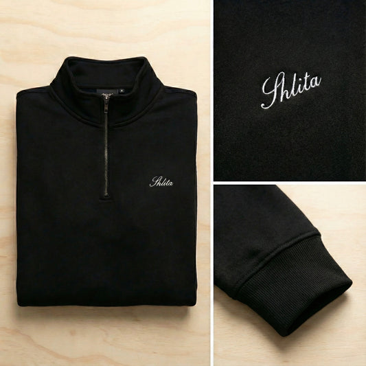 Black quarter zip shlita script 
